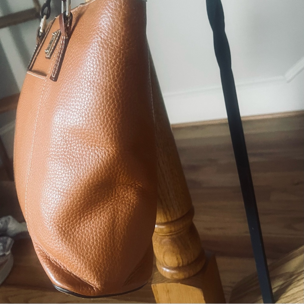 Dooney And Bourke Lexington Shopper Pebbled Leather Shoulder Tote Bag Camel Tan - Picture 8 of 16